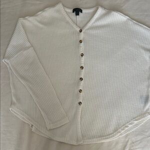 Elegant V-Neck Button-Up Cardigan - White